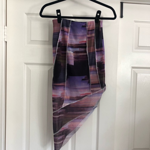 NWT Missguided Mesh Asymmetrical Midi Skirt - Picture 5 of 8